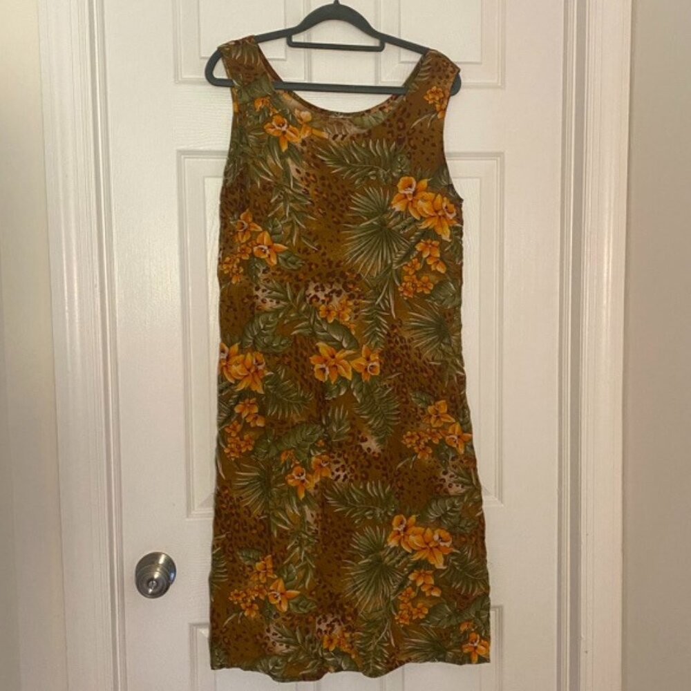 Vintage Tropical Flower Jungle Animal Print Mini Dress
